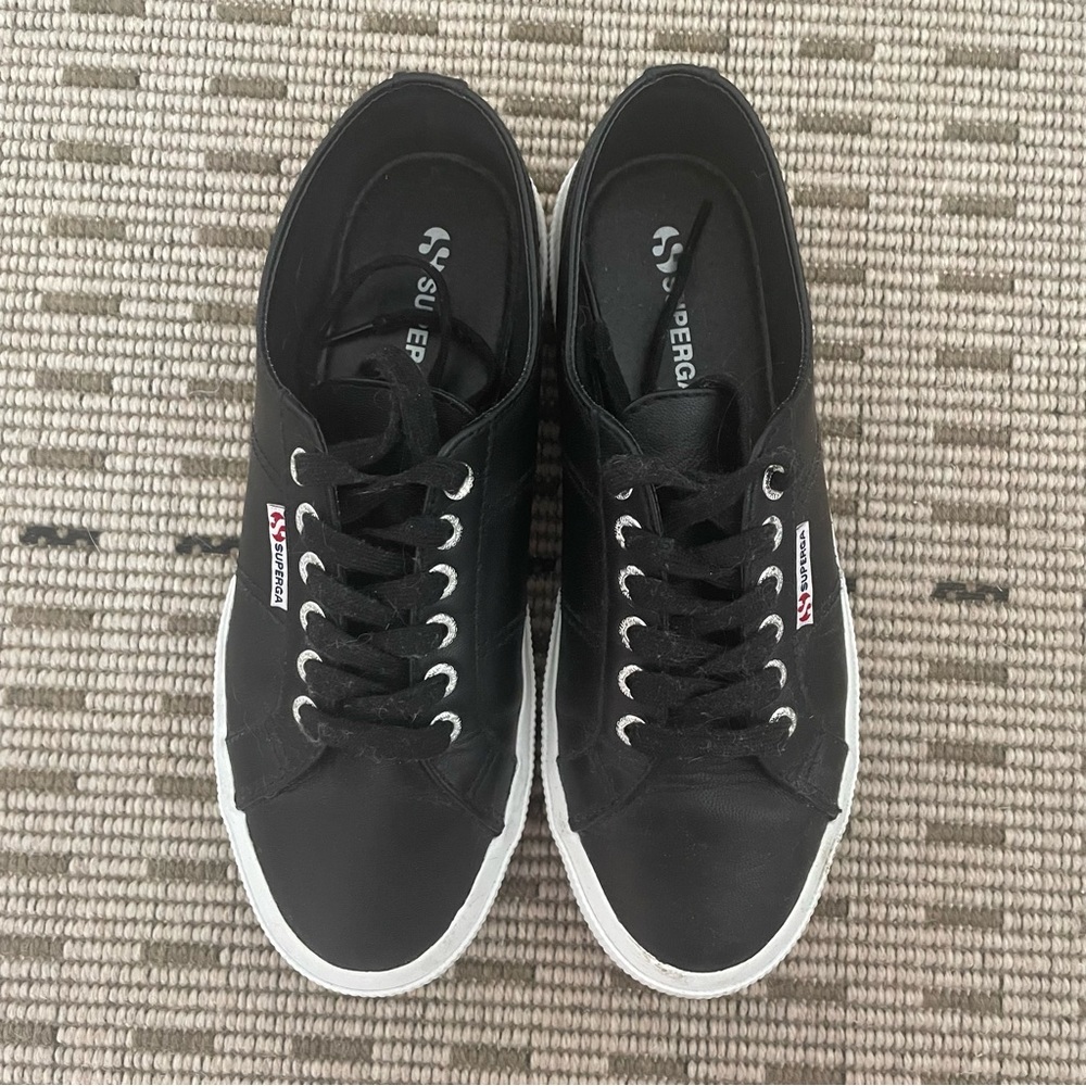 Superga black leather sneakers
